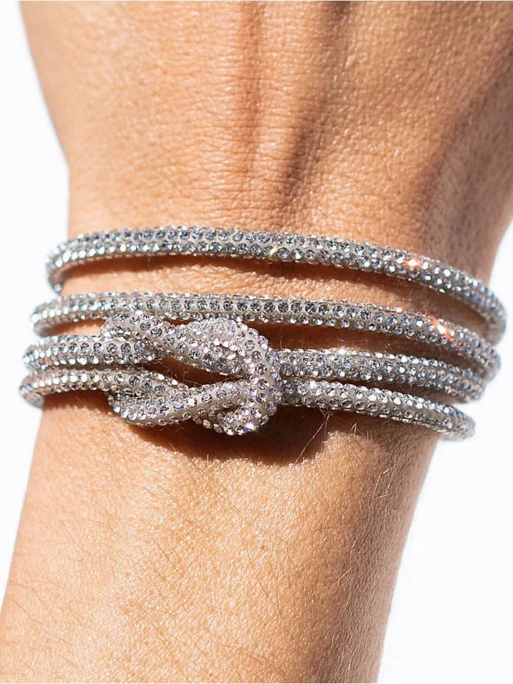 Rocknot Crystal Knot Bracelet Set 6/6.5” New